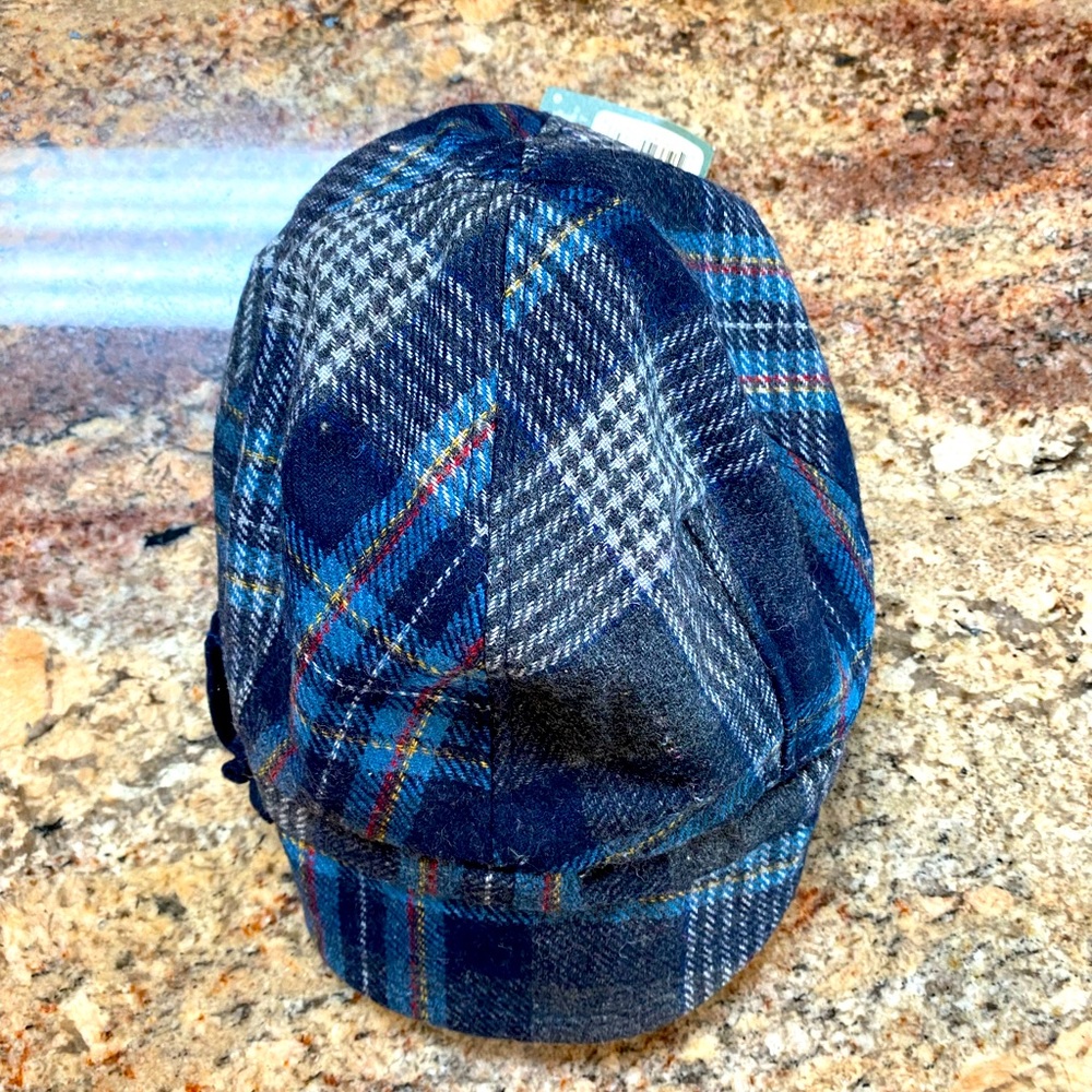 San Diego Hat Company Women's Navy Plaid Cap with Side Bow